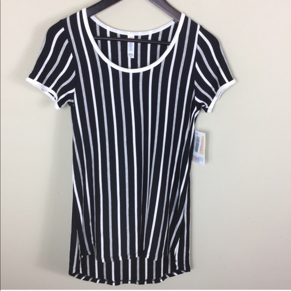 NWT Lularoe Black White Striped Classic Shirt C4 - Picture 2 of 5